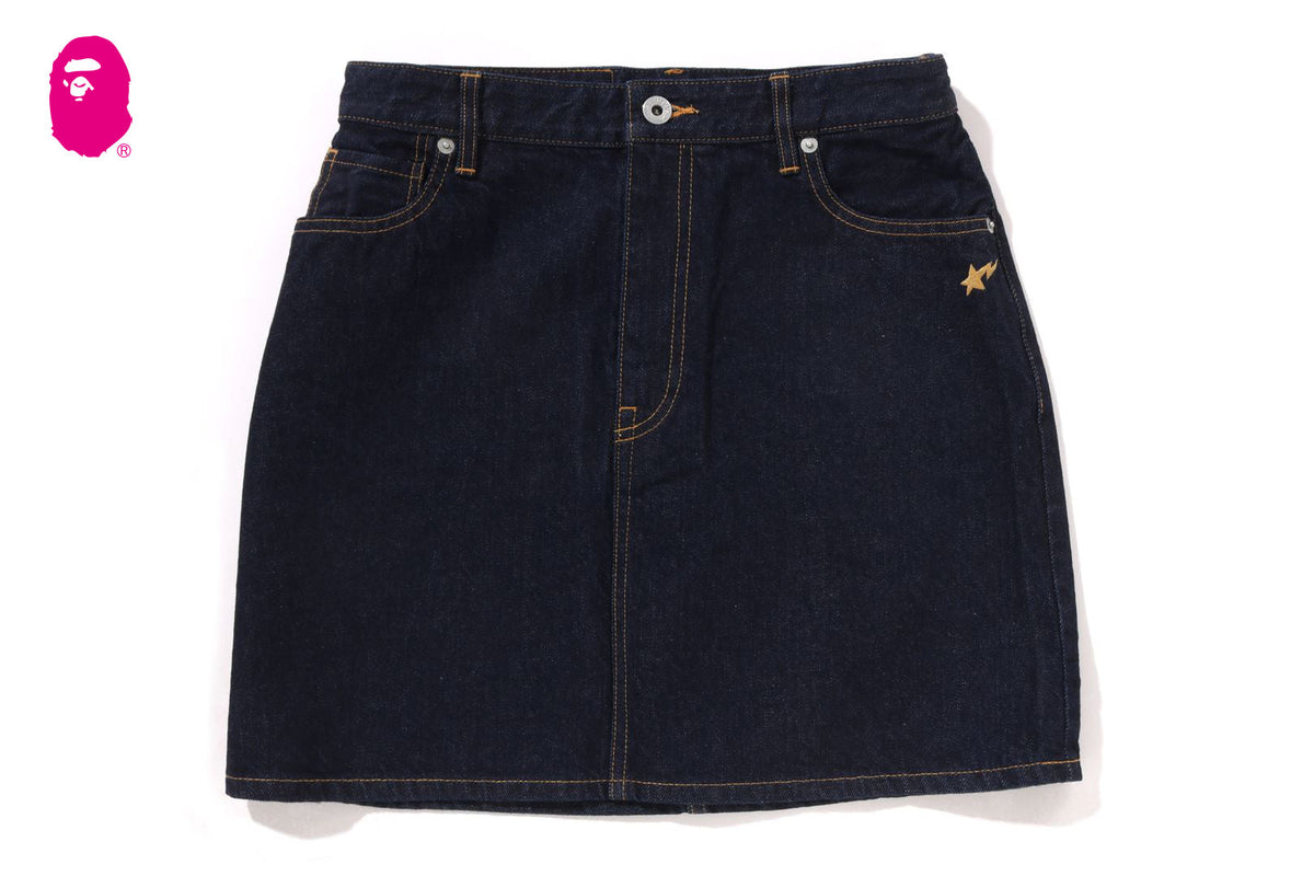 BAPE BAPE APE HEAD EMBROIDERY 12 OZ DENIM SKIRT スカート 商品画像 1