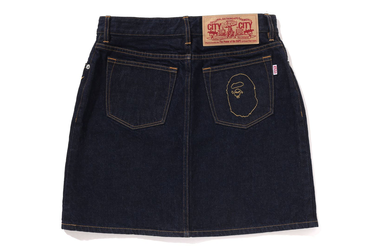 BAPE BAPE APE HEAD EMBROIDERY 12 OZ DENIM SKIRT スカート 商品画像 2