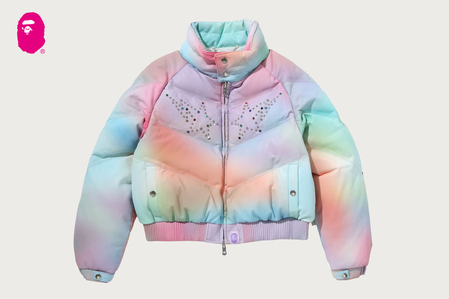 BAPE BAPE TIE DYE RHINESTONE BAPE STA LEATHER CROPPED DOWN JACKET ダウンジャケット 商品画像 1