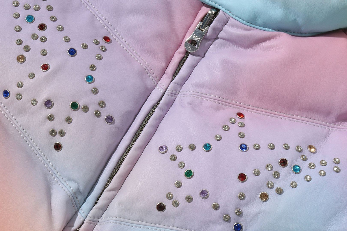 BAPE BAPE TIE DYE RHINESTONE BAPE STA LEATHER CROPPED DOWN JACKET ダウンジャケット 商品画像 4