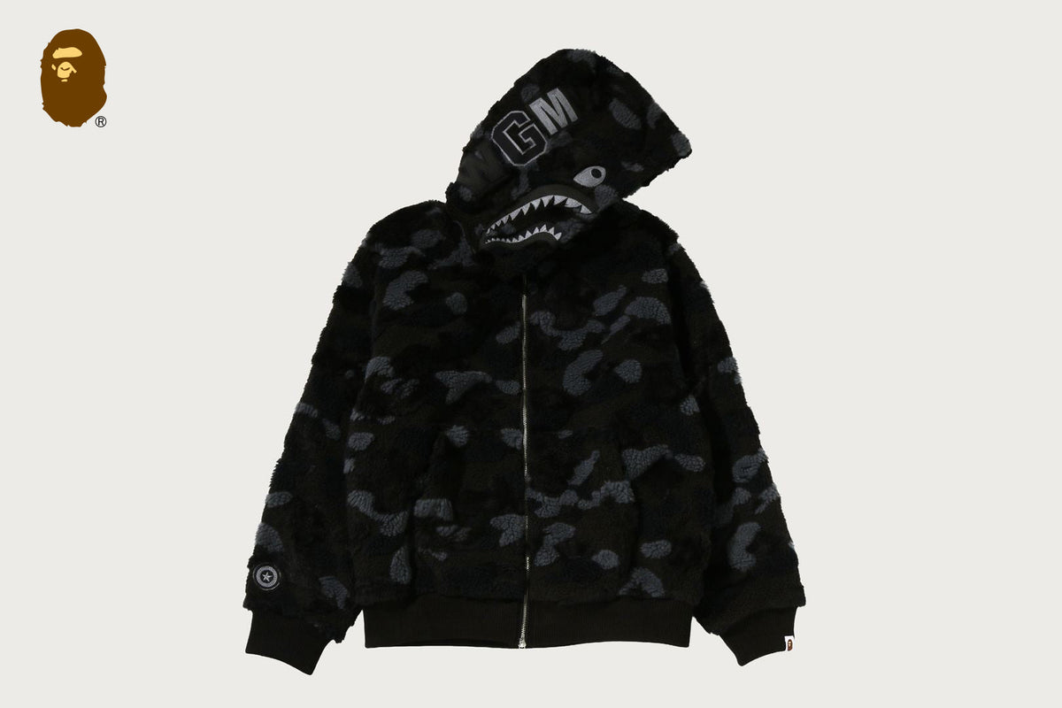 BAPE BAPE COLOR CAMO SHARK BOA CROPPED FIT ZIP HOODIE ボアパーカー 商品画像 1