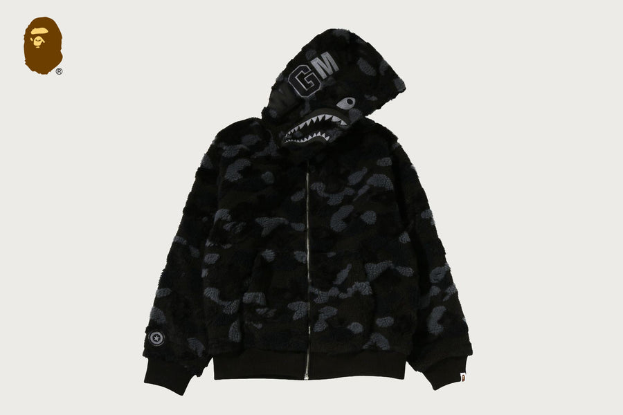 BAPE BAPE COLOR CAMO SHARK BOA CROPPED FIT ZIP HOODIE ボアパーカー 商品画像 1