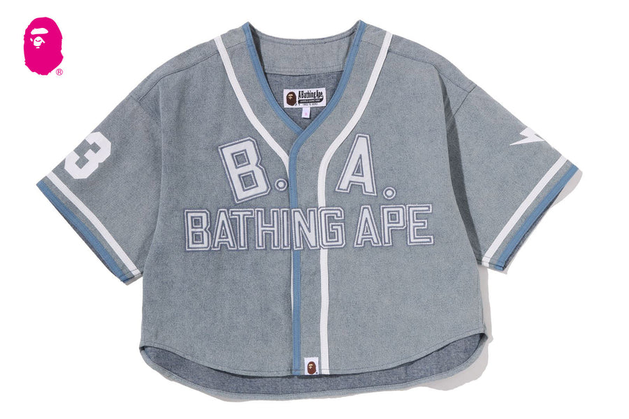 BAPE BAPE MULTI LOGO DENIM CROPPED BASEBALL SHIRT シャツ 商品画像 1