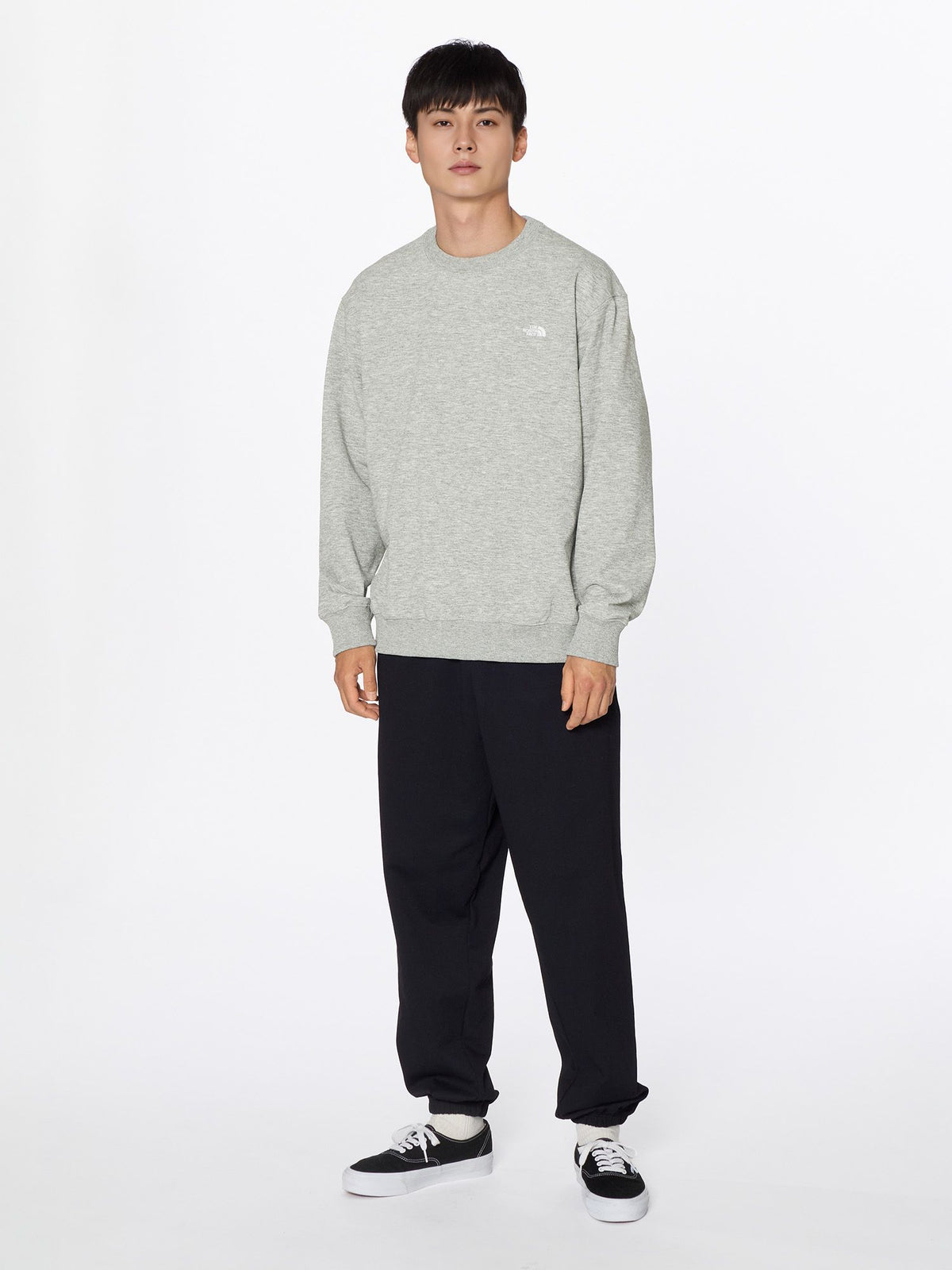 THE NORTH FACE(ザ・ノース・フェイス) ｜スモールロゴヘザースウェットクルー（ユニセックス）｜品番：NT62532｜画像1